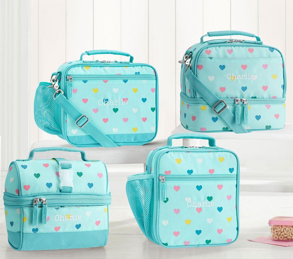 Mackenzie Aqua Multi Heart Glow-in-the-Dark Lunch Boxes